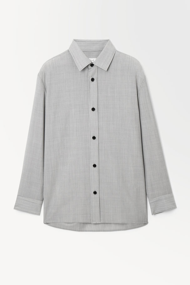 COS The Tailored Wool Shirt Black / White / Striped
