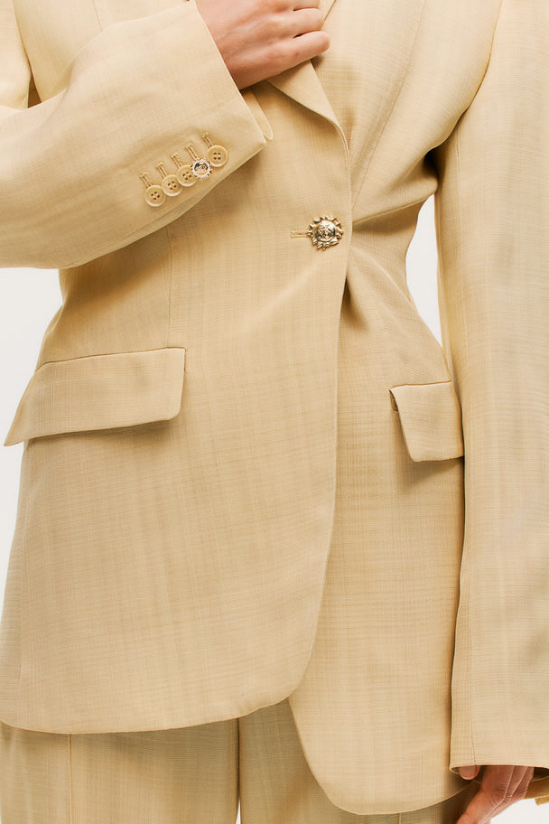 H&M Single-breasted Viscose Blazer Light Beige