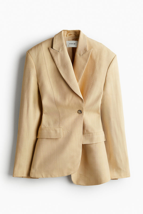 H&M Single-breasted Viscose Blazer Light Beige