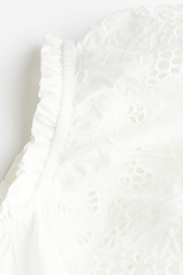 H&M Schulterfreies Baumwollkleid Weiß