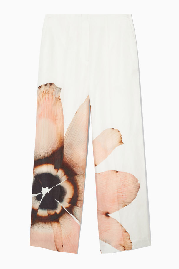COS Floral-print Wide-leg Trousers White / Floral