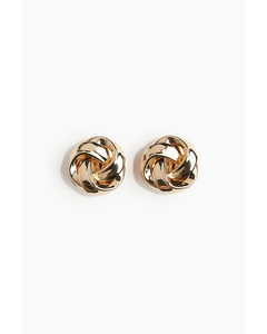 Knot-look Clip Earrings Gold-coloured