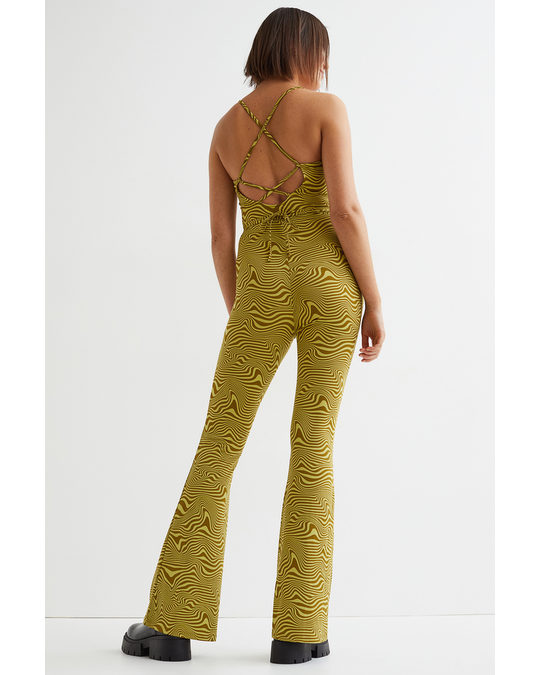 H&M Fitted Jumpsuit Yellow-green/patterned