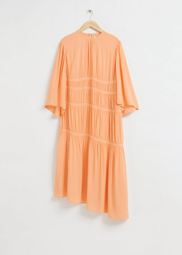 & Other Stories Ruched Relaxed-fit Asymmetric Dress Light Orange