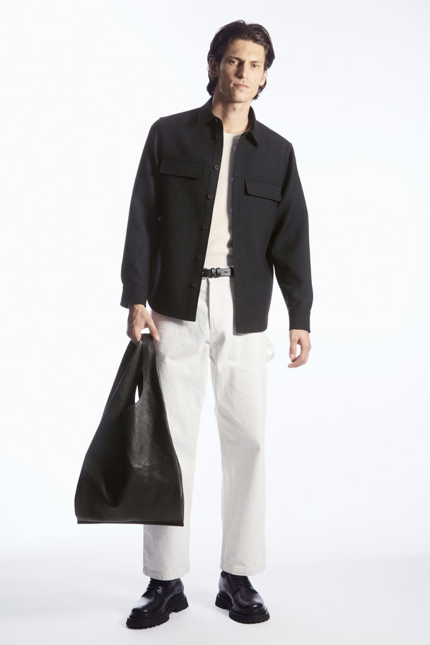 COS Flap-pocket Wool-blend Overshirt Black