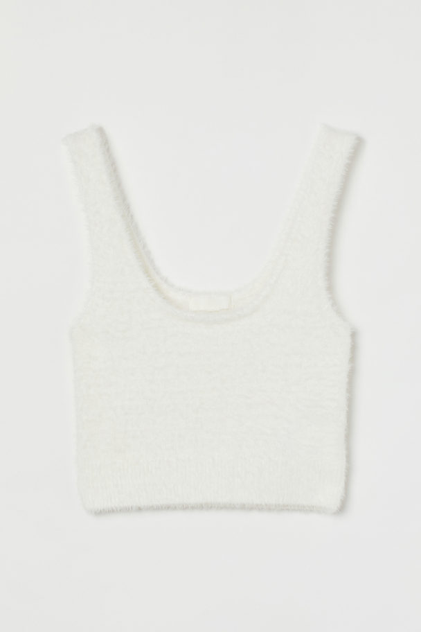 H&M Fluffy Cropped Top White