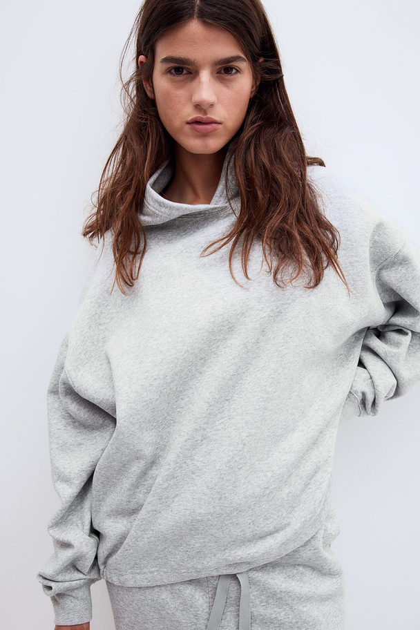 H&M Capuchonsweater Met Drawstring Lichtgrijs Gemêleerd