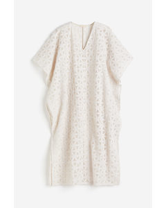 Lace-knit Kaftan Dress Cream