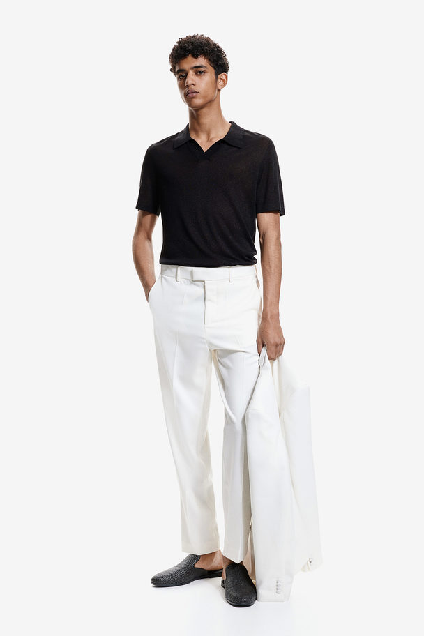 H&M Slim Fit Glittery Polo Shirt Black