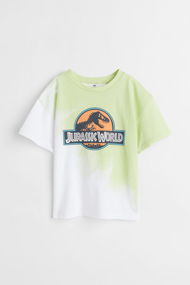 H&M T-shirt Met Print Lichtgroen/jurassic World