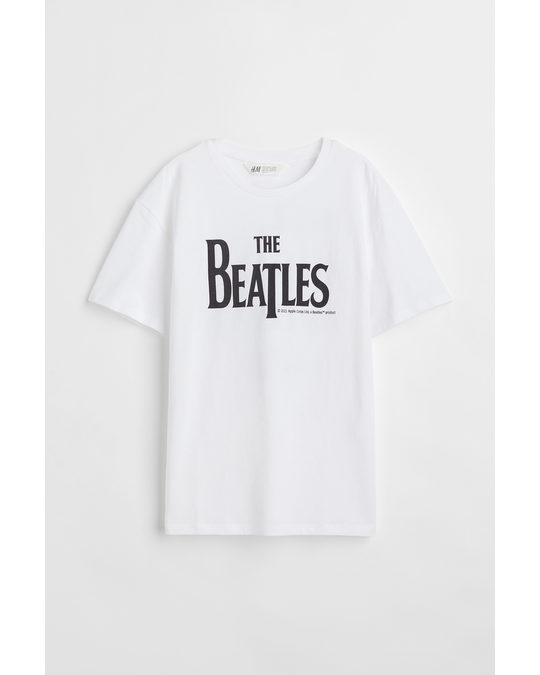 H&M Printed T-shirt White/the Beatles