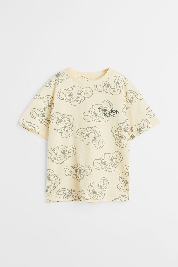 H&M T-shirt Met Print Lichtgeel/the Lion King