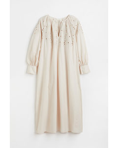 H&m+ Kjole Med Broderie Anglaise Lys Beige