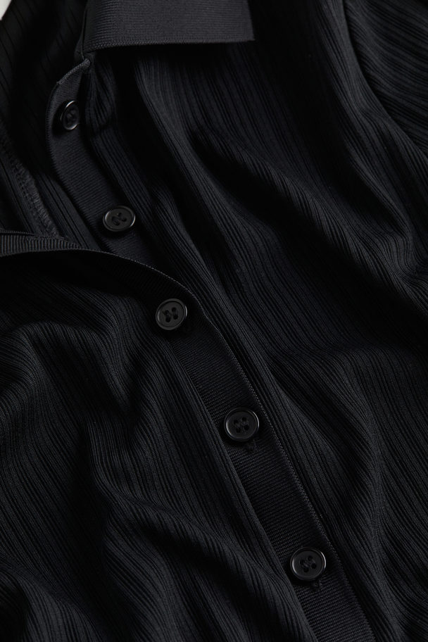 H&M Jerseykleid mit Kragen Schwarz