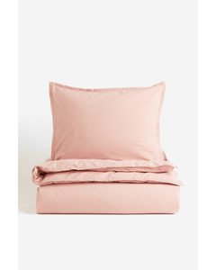 Washed Cotton Single Duvet Cover Set Pink