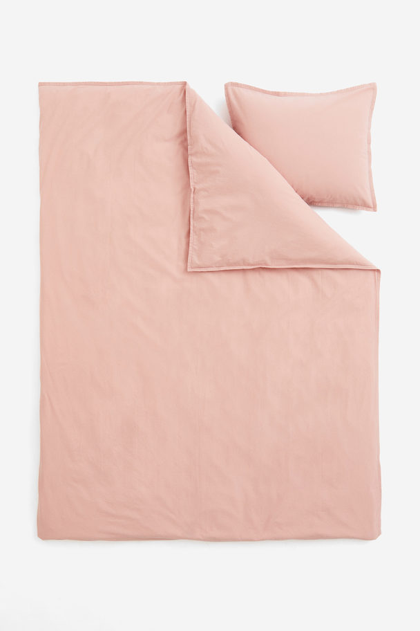 H&M HOME Einzelbettwäsche aus gewaschener Baumwolle Rosa