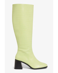Green Knee-high Boots Green Croco