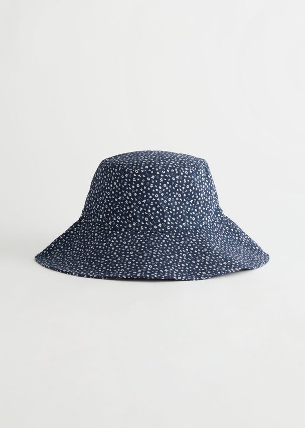 & Other Stories Floral Printed Bucket Hat Blue