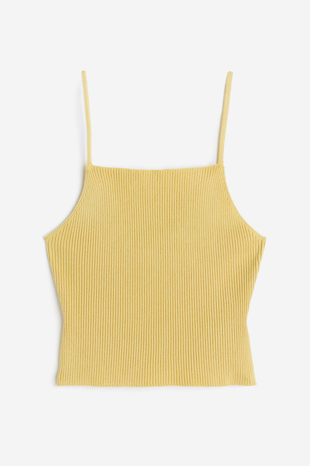 H&M Rib-knit Strappy Top Dusty Yellow