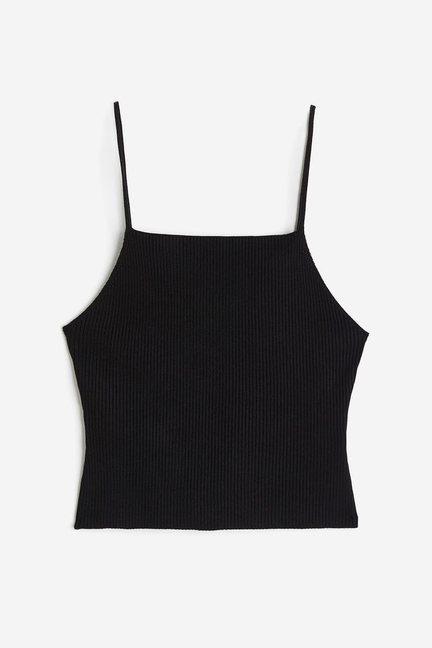 H&M Rib-knit Strappy Top Black