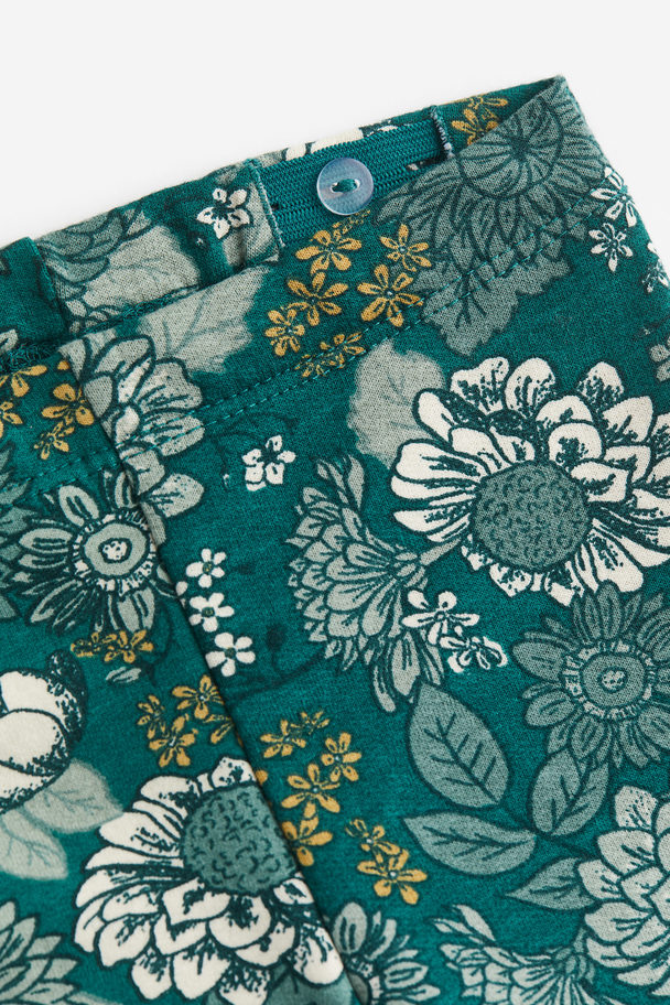H&M Brushed-inside Leggings Dark Turquoise/floral