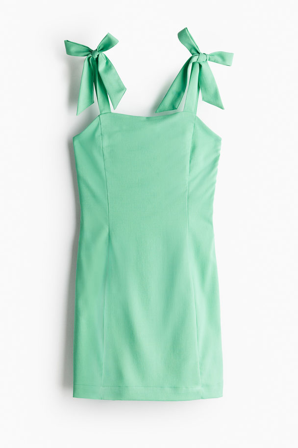 H&M Jurk Met Strikbanden Mintgroen