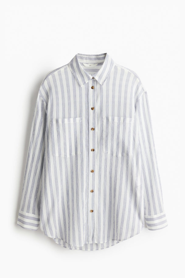 H&M Cotton Shirt White/striped