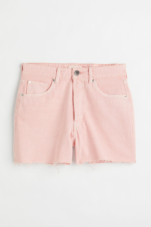 H&M High Waist Denim Shorts Light Pink