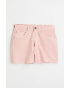 High Waist Denim Shorts Light Pink