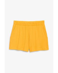Gerippte Jersey-Shorts Gelb