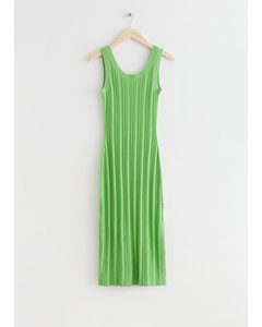 Sleeveless Rib Knit Midi Dress Green