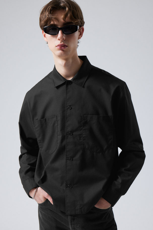 Weekday Milan Ruimvallend Workwear Overhemd Zwart