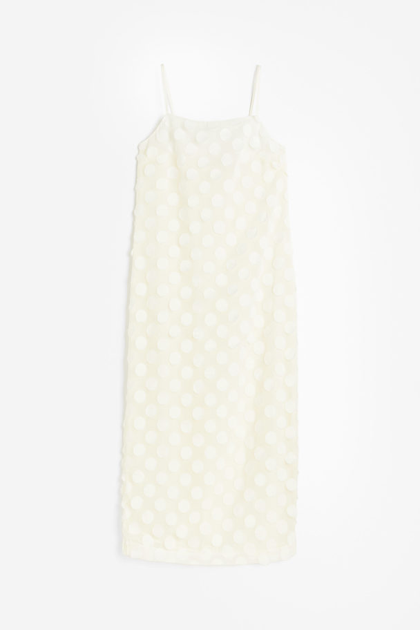 H&M Kleid aus Jacquardstoff Cremefarben