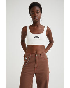 Tricot Crop Top Wit/no Fear