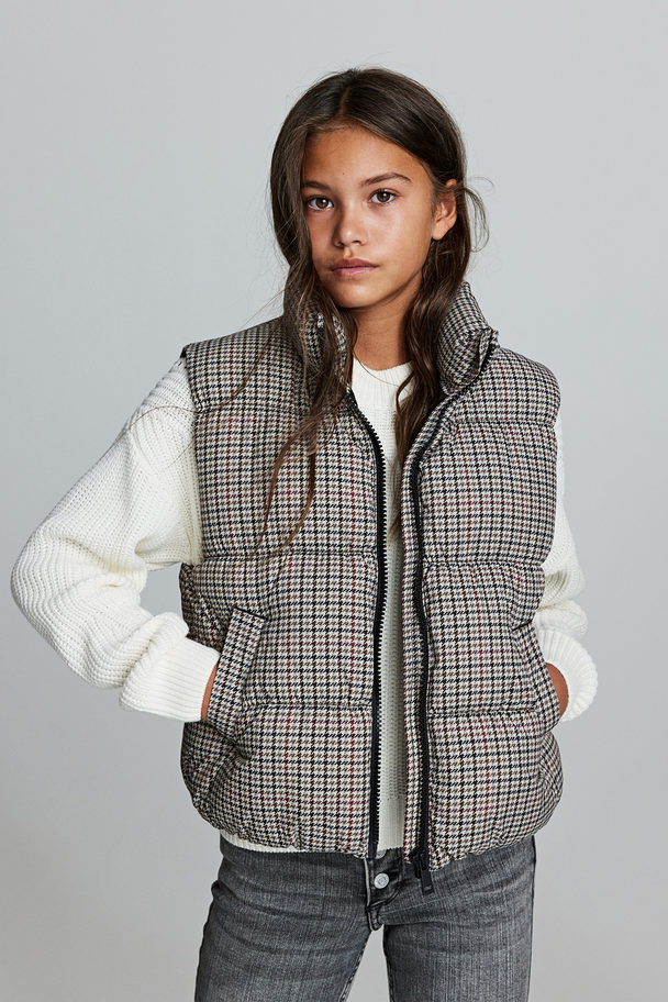 H&M Puffer Gilet Beige/checked