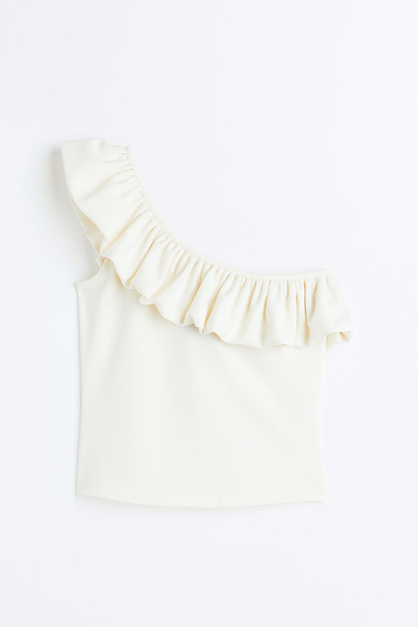 H&M Flounced One-shoulder Top White