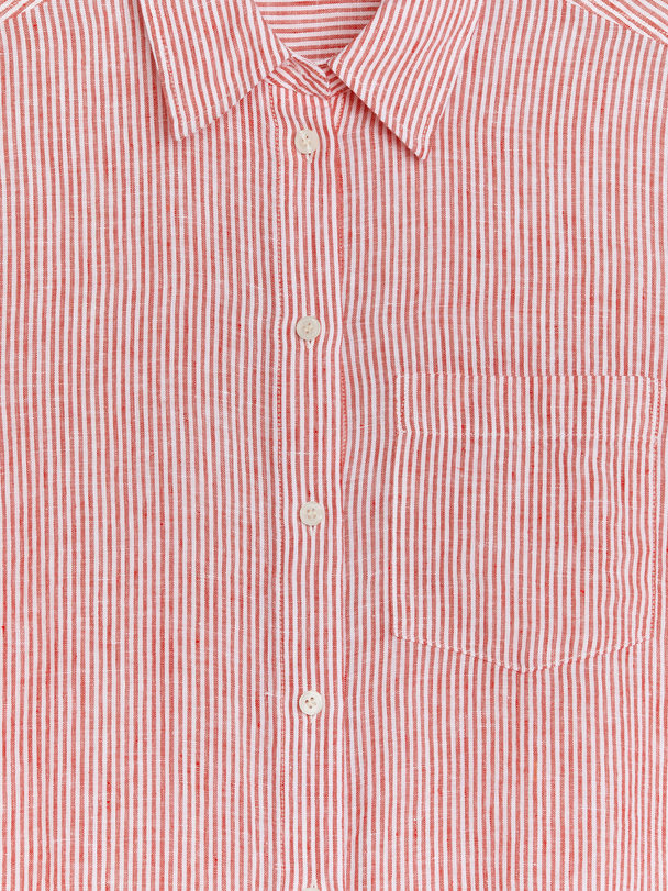 ARKET Leinenhemd Rot/Weiß
