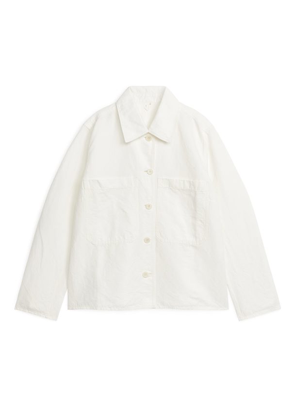 ARKET Linen Blend Overshirt Off White