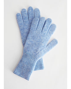 Handschuhe aus Mohair-Woll-Mischung Hellblau
