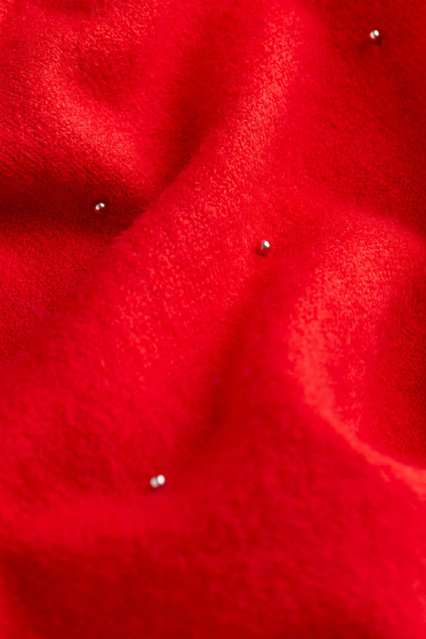 H&M Trøje Med Perler Rød/perler