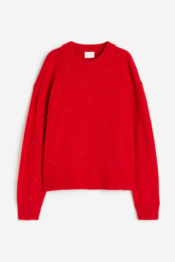 H&M Beaded Jumper Red/beads
