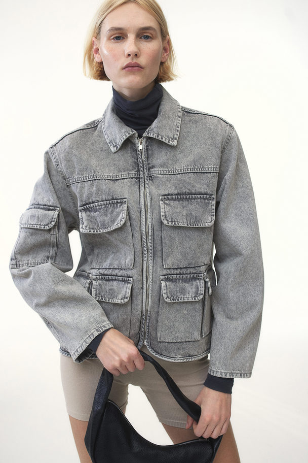 H&M Denim Utility Jacket Grey