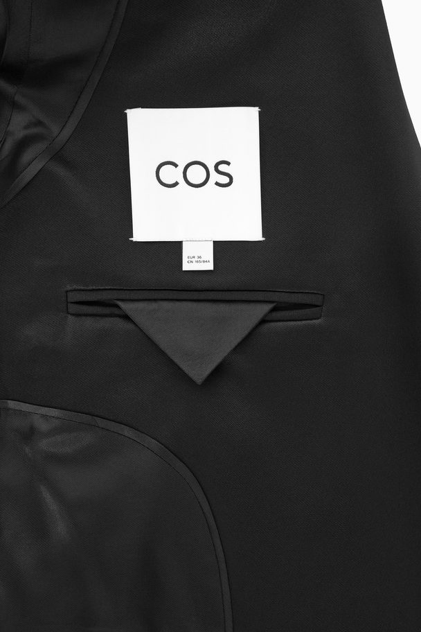 COS Belted Satin-lapel Tuxedo Blazer Black