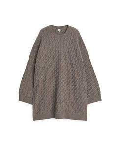 Cable-knit Wool Jumper Brown