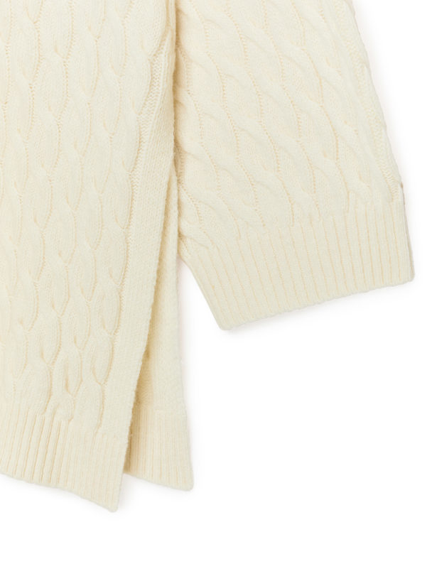 ARKET Strickpullover aus Wolle mit Zopfmuster Cremeweiß
