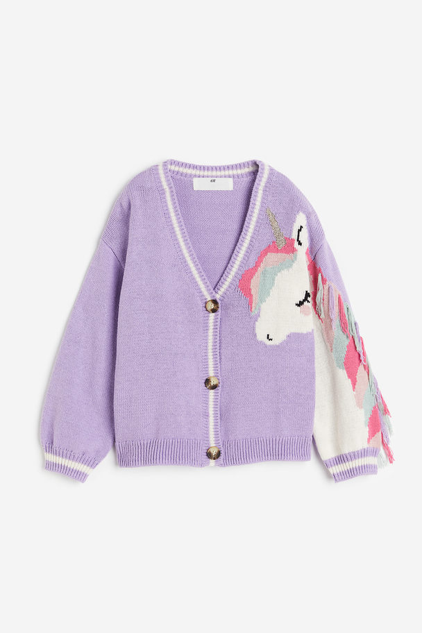 H&M Patterned Cardigan Purple/unicorn