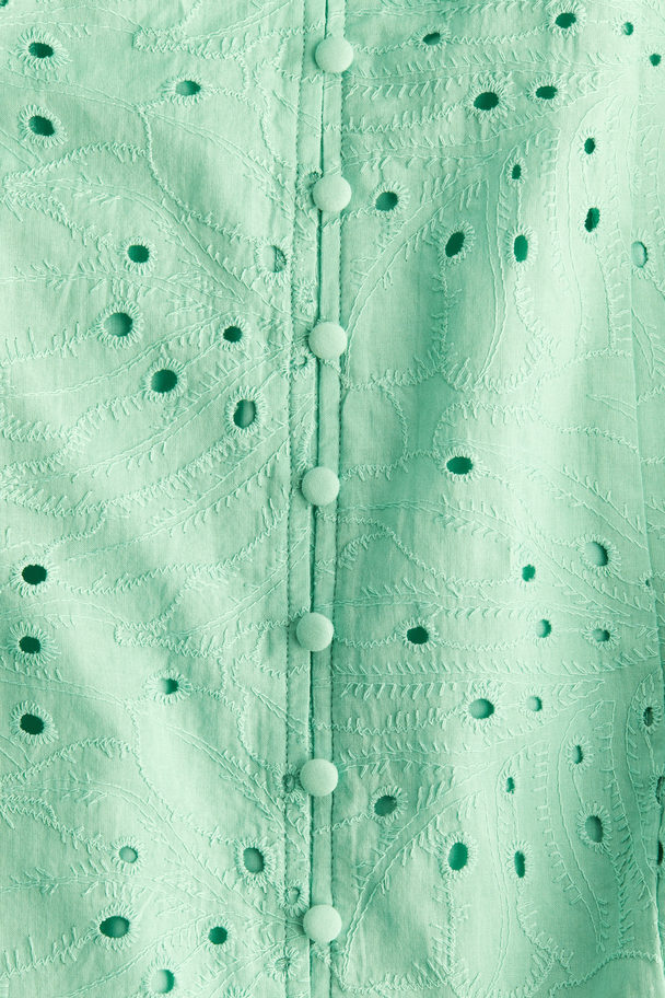 H&M Jurk Met Broderie Anglaise Mintgroen