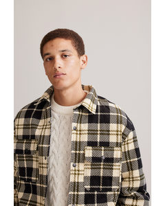 Relaxed Fit Padded Shacket Yellow/black Checked