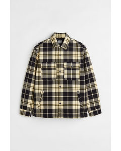 Relaxed Fit Padded Shacket Yellow/black Checked