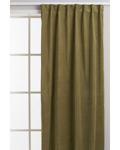 2-pack Velvet Curtain Lengths Dark Khaki Green